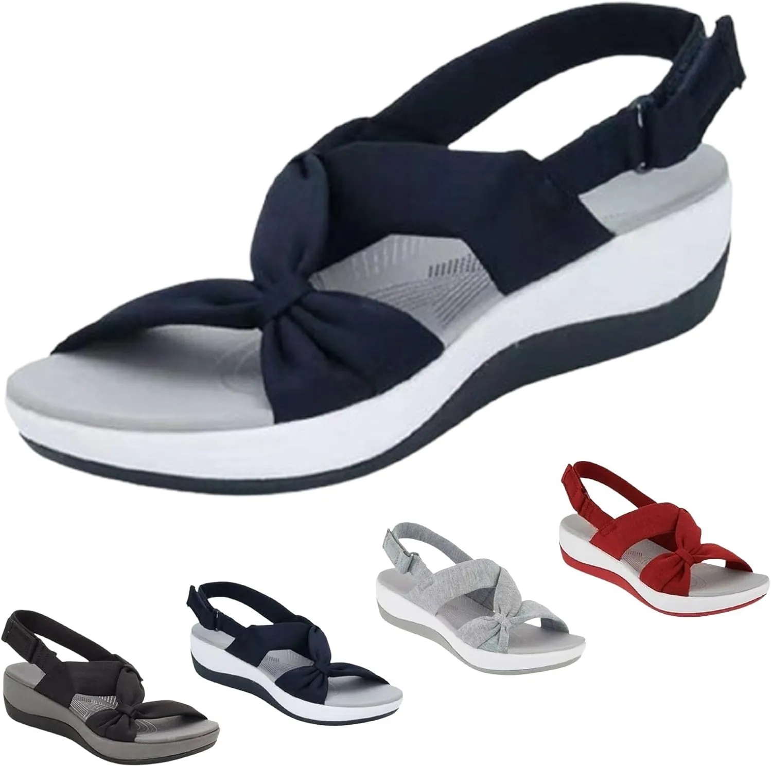 2024 New Women's Comfortable Orthopedic Arch Support Shoes Summer Casual Orthotic Low Platform Wedges Sandals with Back Strap Cute Dress Walking Sandals