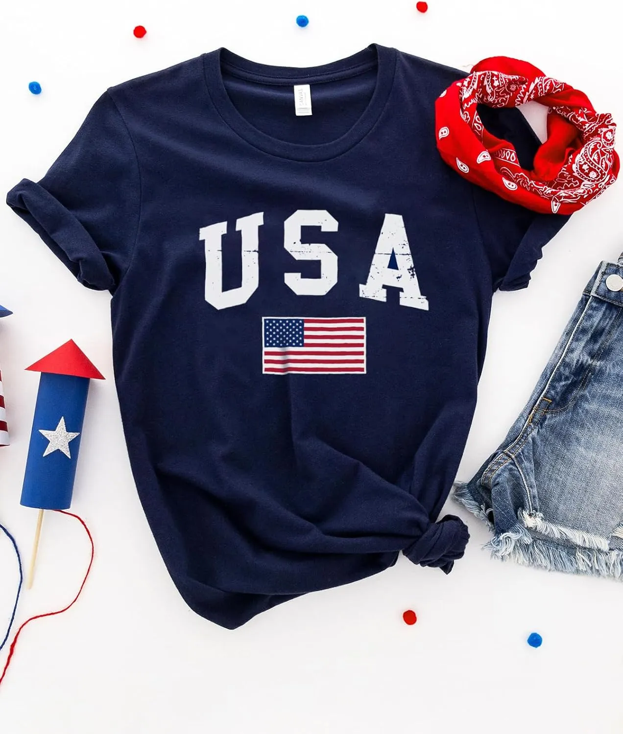 4th of July Shirts for Women Patriotic t Shirts American Flag Graphic Tees Short Sleeve Summer Tops