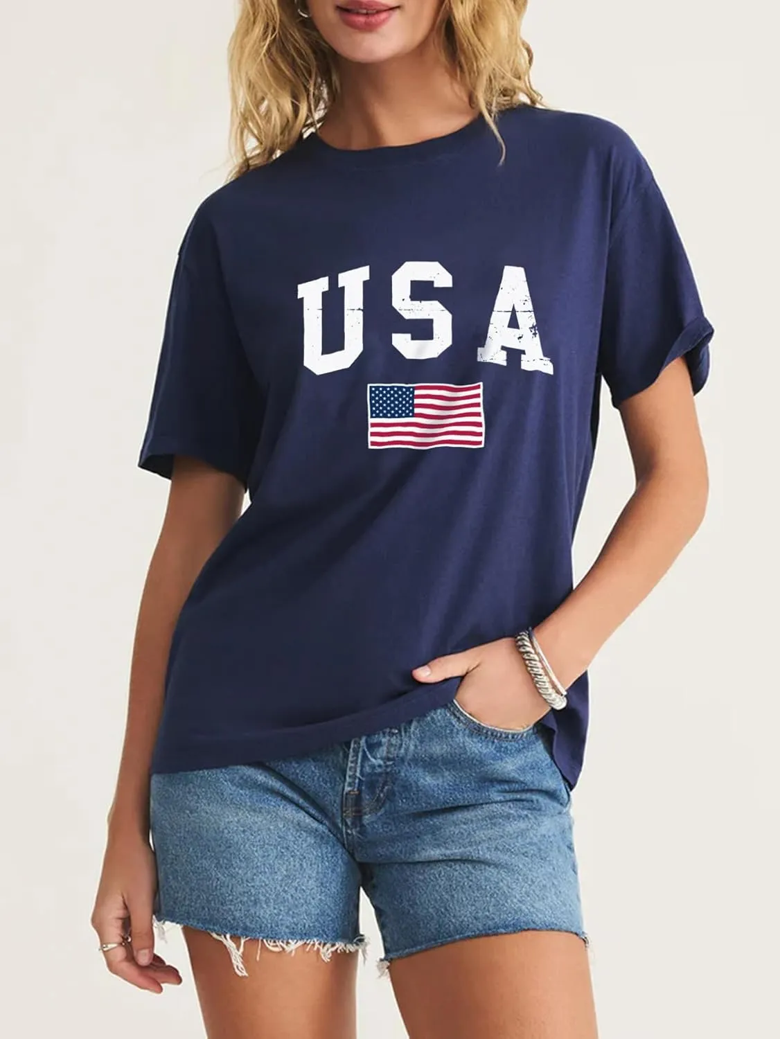 4th of July Shirts for Women Patriotic t Shirts American Flag Graphic Tees Short Sleeve Summer Tops