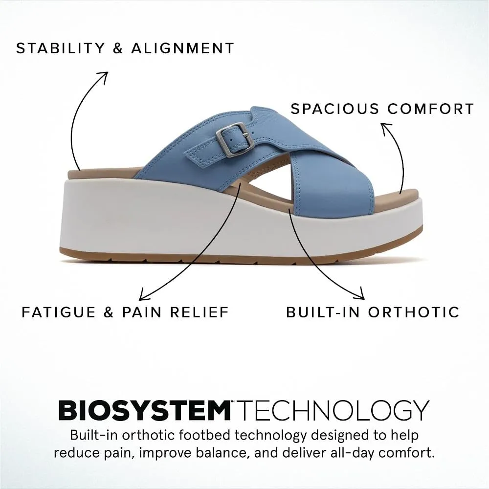 ABEO Women's Solstice Cross Slide Sandals | Arch Support Wedge Sandals | Built-In Metatarsal Pads | Black, Size 6-11