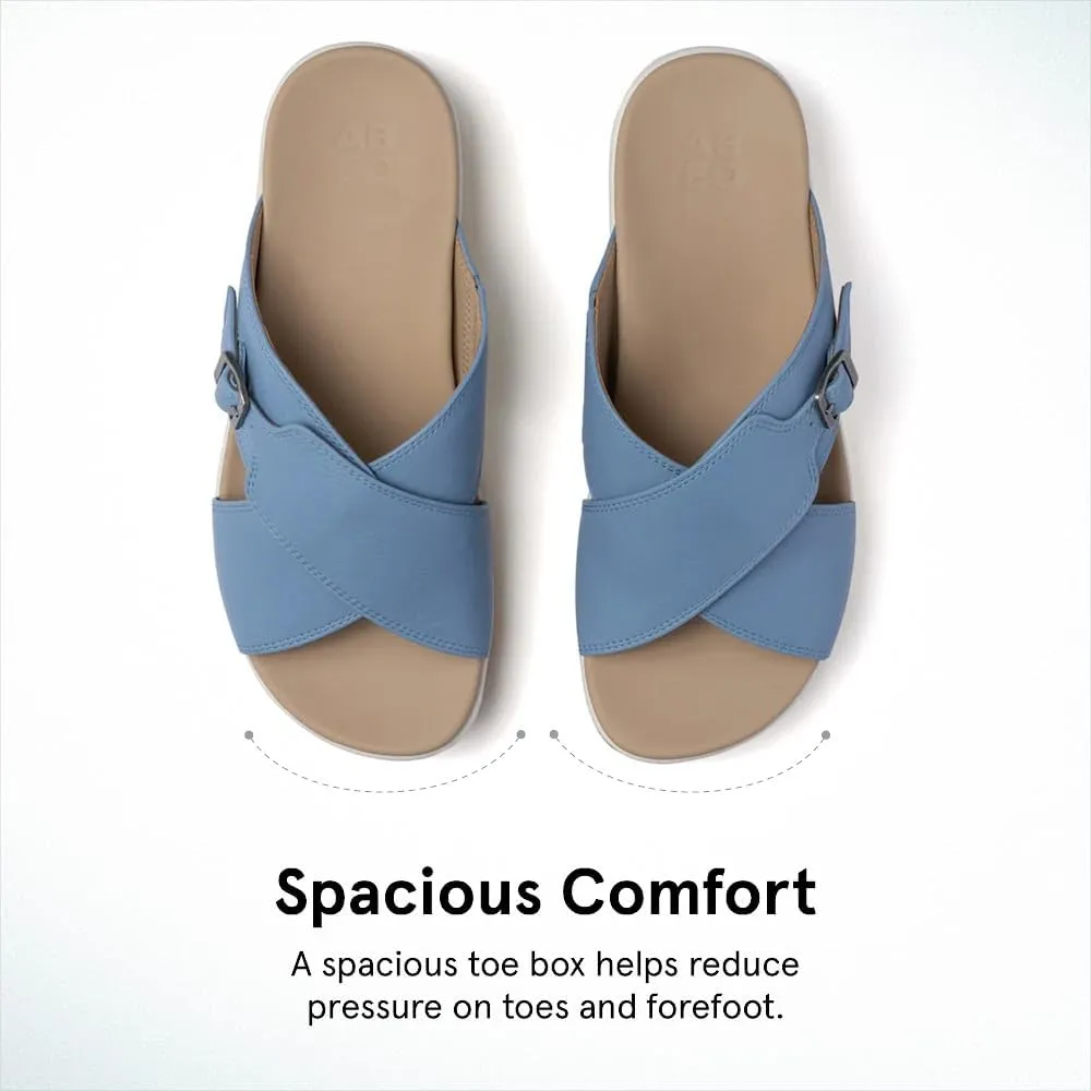 ABEO Women's Solstice Cross Slide Sandals | Arch Support Wedge Sandals | Built-In Metatarsal Pads | Black, Size 6-11