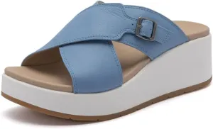 ABEO Women's Solstice Cross Slide Sandals | Arch Support Wedge Sandals | Built-In Metatarsal Pads | Black, Size 6-11