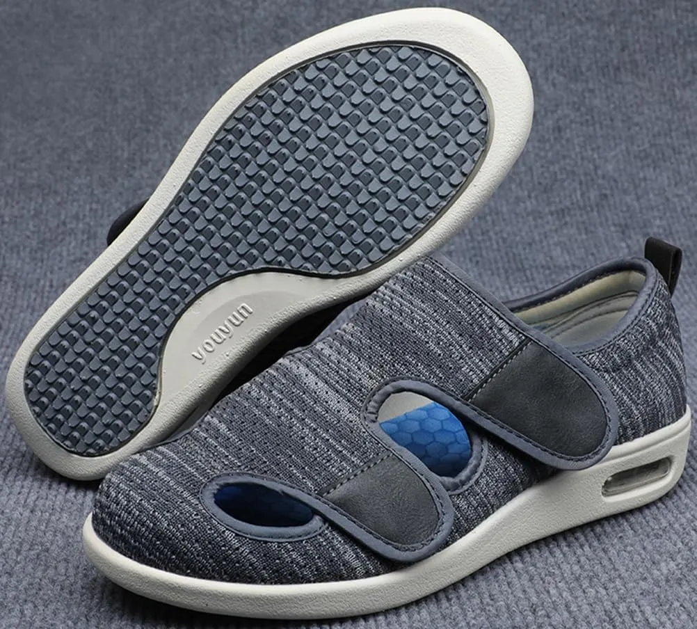 ACE SHOCK Men’s Diabetic Shoes Wide Width Elderly Summer Walking Shoes Adjustable Closure Breathable Air Cushion Sandals for Plantar Fasciitis Bunions Swollen Feet