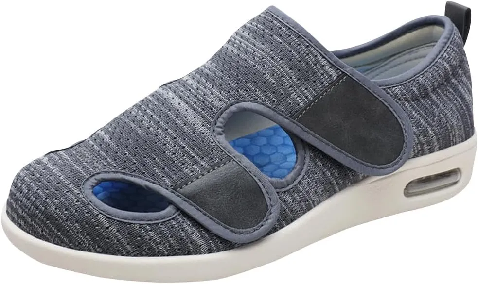 ACE SHOCK Men’s Diabetic Shoes Wide Width Elderly Summer Walking Shoes Adjustable Closure Breathable Air Cushion Sandals for Plantar Fasciitis Bunions Swollen Feet