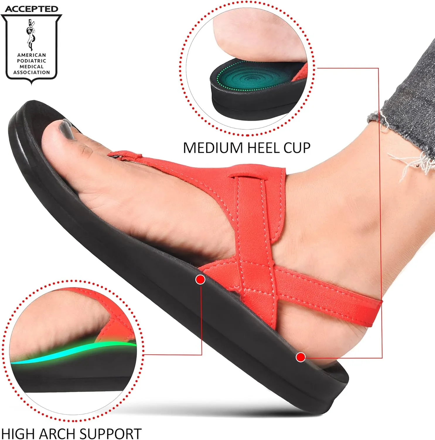 AEROTHOTIC Women's Coral Arch Support Back Strap Sandals