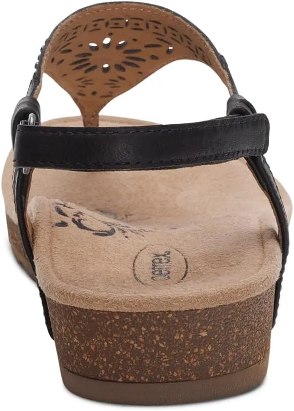 Aetrex Evelyn Casual Leather Thong Sandals for Women - Plantar Fasciitis Relief Flats Arch Support Sandals Women's with Fully Adjustable Back Strap