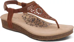 Aetrex Evelyn Casual Leather Thong Sandals for Women - Plantar Fasciitis Relief Flats Arch Support Sandals Women's with Fully Adjustable Back Strap