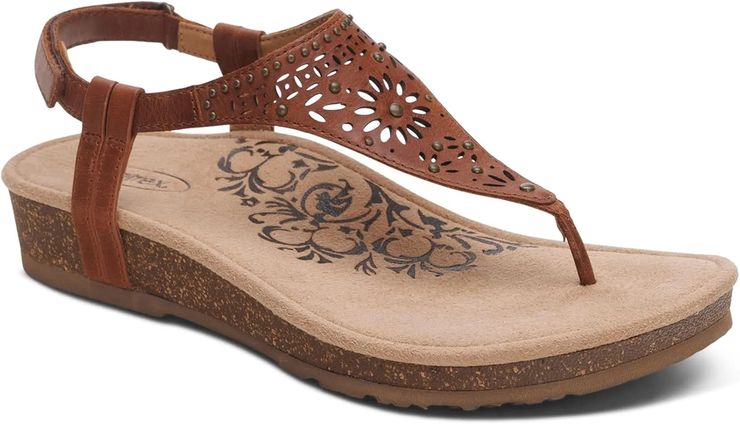 Aetrex Evelyn Casual Leather Thong Sandals for Women - Plantar Fasciitis Relief Flats Arch Support Sandals Women's with Fully Adjustable Back Strap