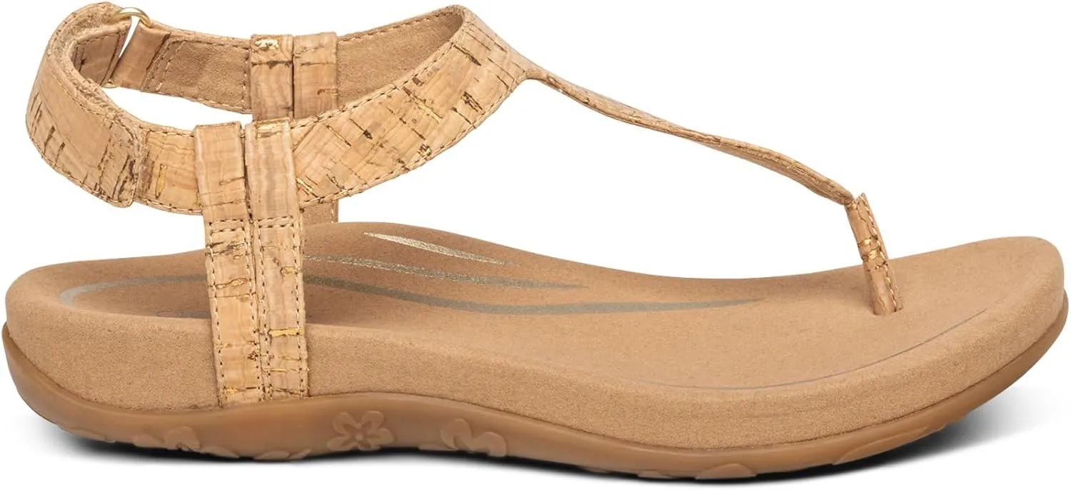 Aetrex Jane Casual Orthopedic Thong Sandals for Women - Adjustable Ankle Strap Memory Foam Womens Sandals with Arch Support