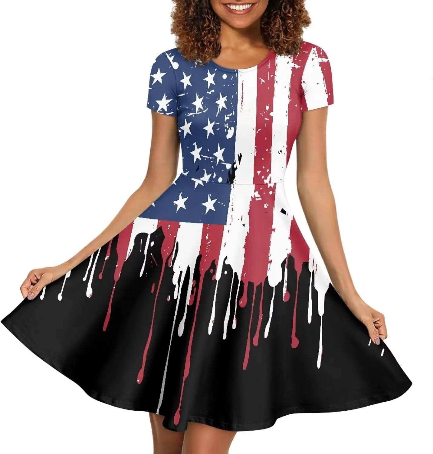 AFPANQZ Womens Casual Summer Lightweight Vintage Dress Short Sleeve Midi Dress Knee-Long Luxury Formal Dress