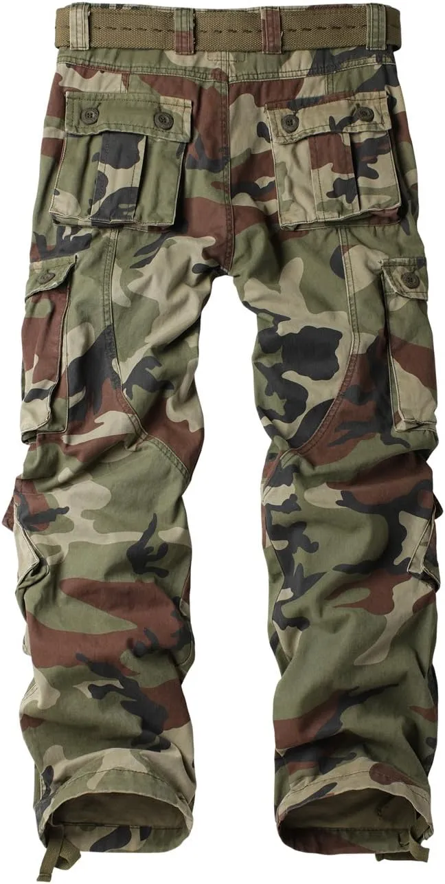 AKARMY Women's Cotton Casual Work Pants Camouflage Cargo Pants Parachute Pants for Women with Pockets