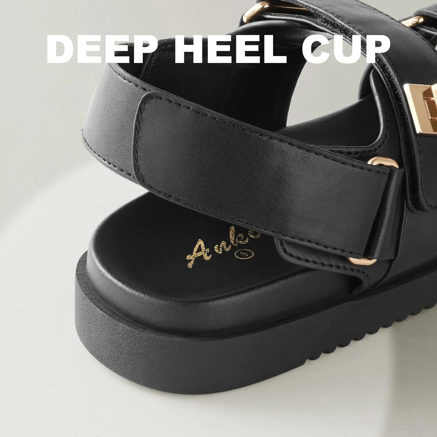 Ankis Black White Beige Nude Women's Flat Sandals Comfort Adjustable Front Strap and with a Back Strap Women Summer Sandals