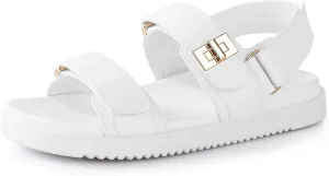 Ankis Black White Beige Nude Women's Flat Sandals Comfort Adjustable Front Strap and with a Back Strap Women Summer Sandals
