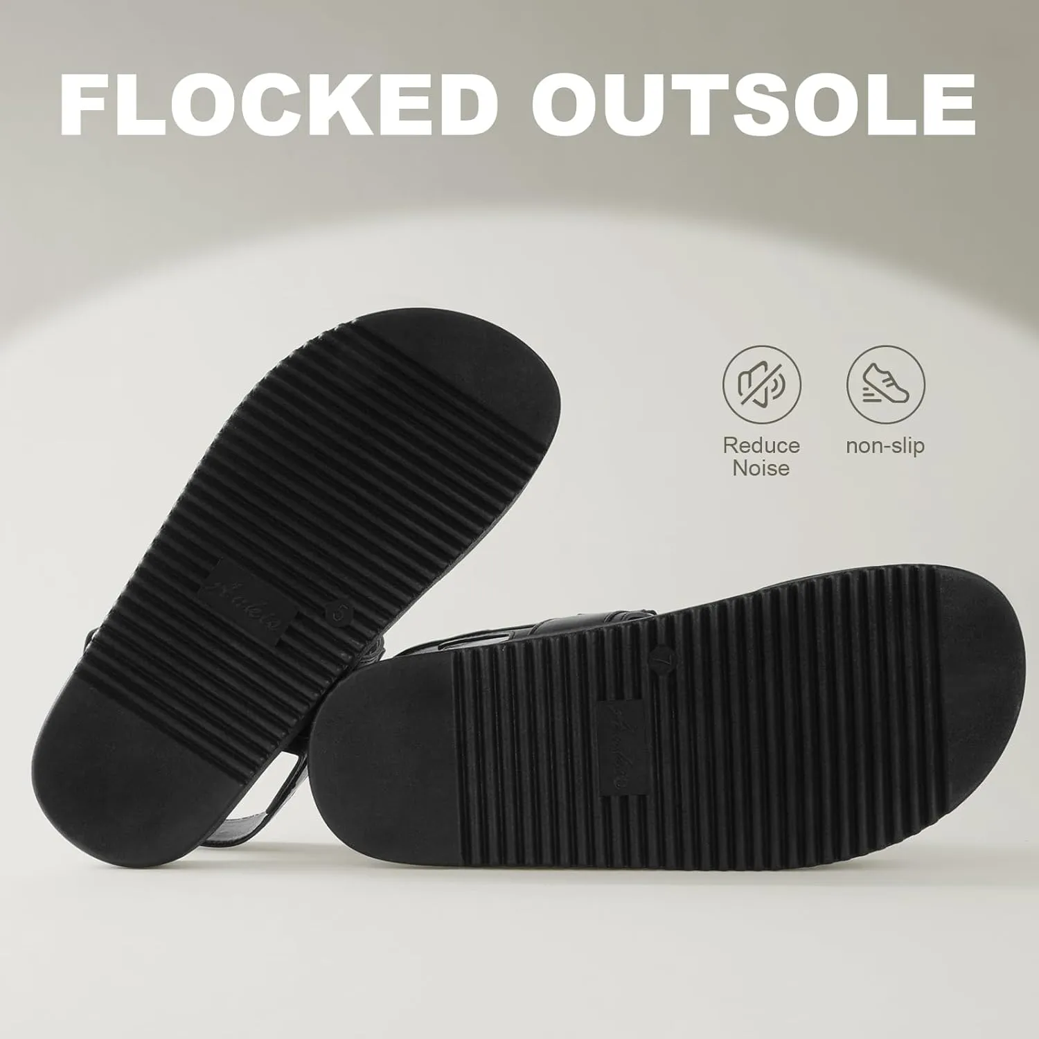 Ankis Black White Beige Nude Women's Flat Sandals Comfort Adjustable Front Strap and with a Back Strap Women Summer Sandals