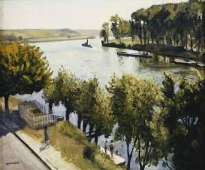 ARTSLSBS vintage Canvas Painting Artwors Canvas Picture the Seine At Frette Montigny by Albert Marquet Portrait On Canvas for Home Decor 60x90cm