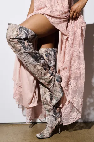 AZALEA WANG BOISTEROUS CAMO SQUARE TOE BOOT