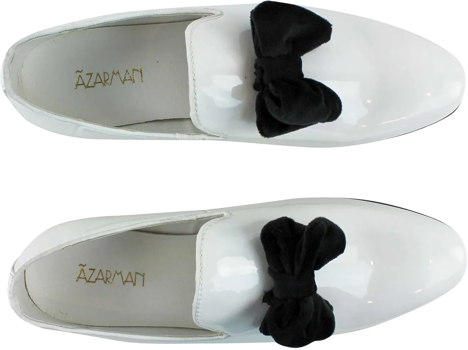 AZAR Tuxedo Slip Men's Dress Shoes Velvet Satin Bow On Top