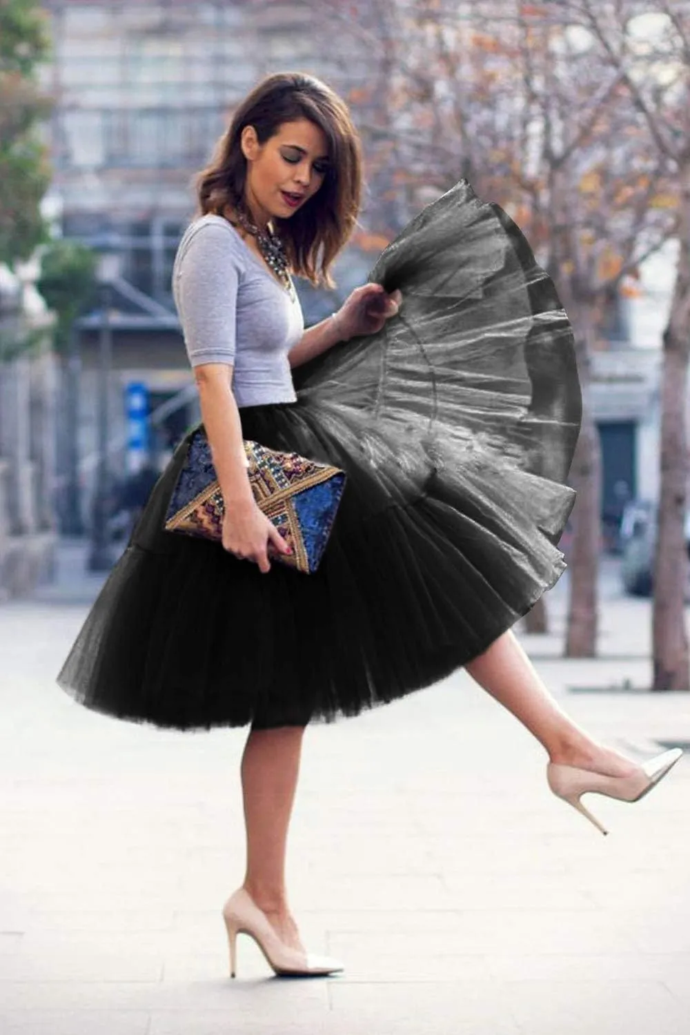 BABYONLINE D.R.E.S.S. Women Tutu Skirt Knee Tulle Skirt Petticoat Skirts Crinoline Rockabilly Tutu Skirt Slip