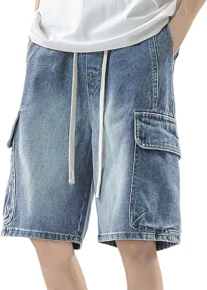 Baggy Jean Shorts for Men Jorts Casual Loose Fit Mid Denim Shorts Skateboard Hip Hop 2025 Trendy Streetwear