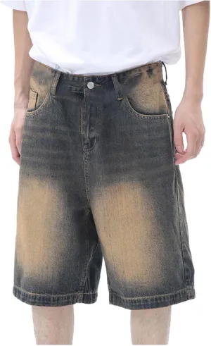 Baggy Jean Shorts for Men Jorts Casual Loose Fit Mid Denim Shorts Skateboard Hip Hop 2025 Trendy Streetwear