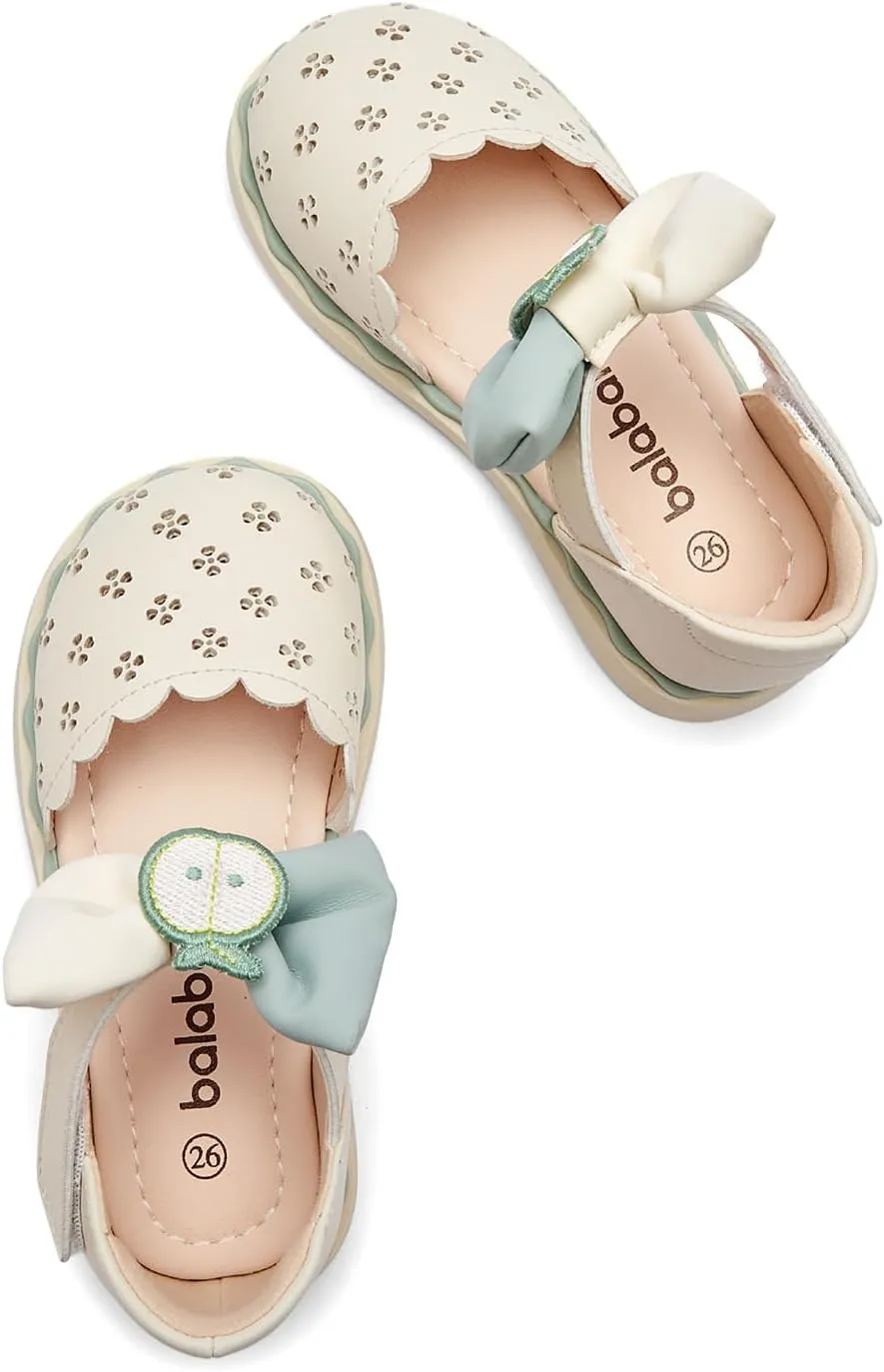 Balabala Toddler Girls Flats Sandals Bow Little Girls Princess Dress Shoes for School Party Wedding