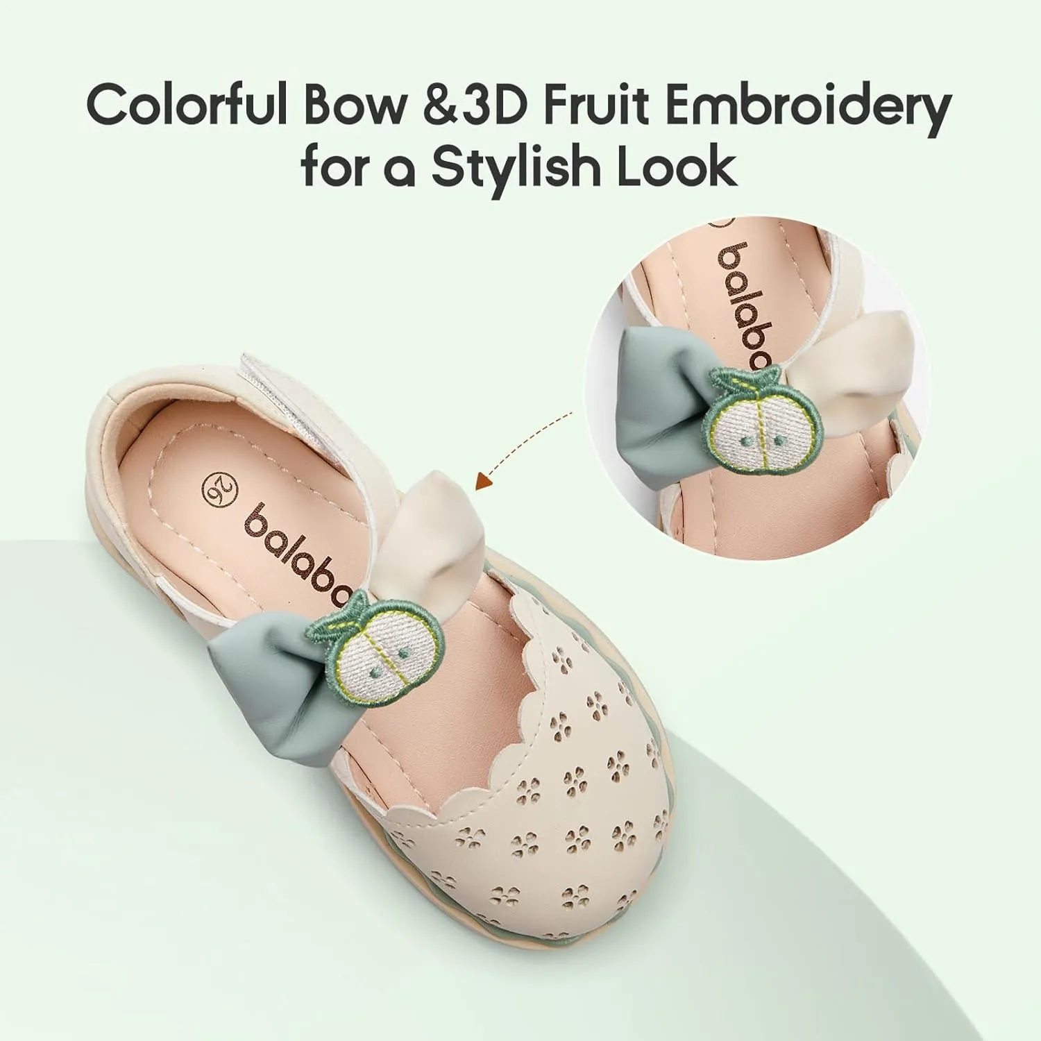 Balabala Toddler Girls Flats Sandals Bow Little Girls Princess Dress Shoes for School Party Wedding
