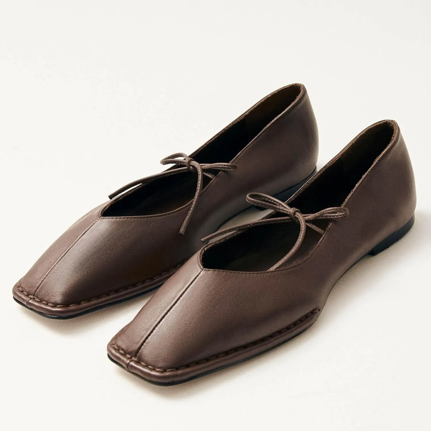 Ballet Flats for Women Lace Up Square Toe Mary Jane Flats Cute Bow Mesh Ballerina Flat Shoes