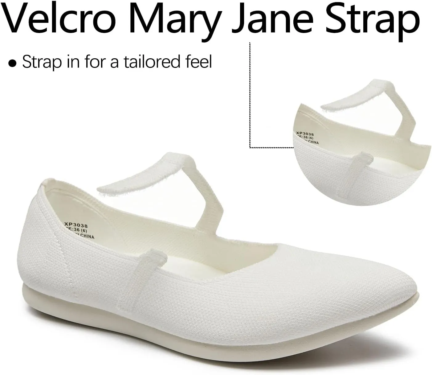 Ballet Flats for Women Pointed Toe Knit Mary Jane Shoes Comfortable Dressy Adjustable Straps Flat