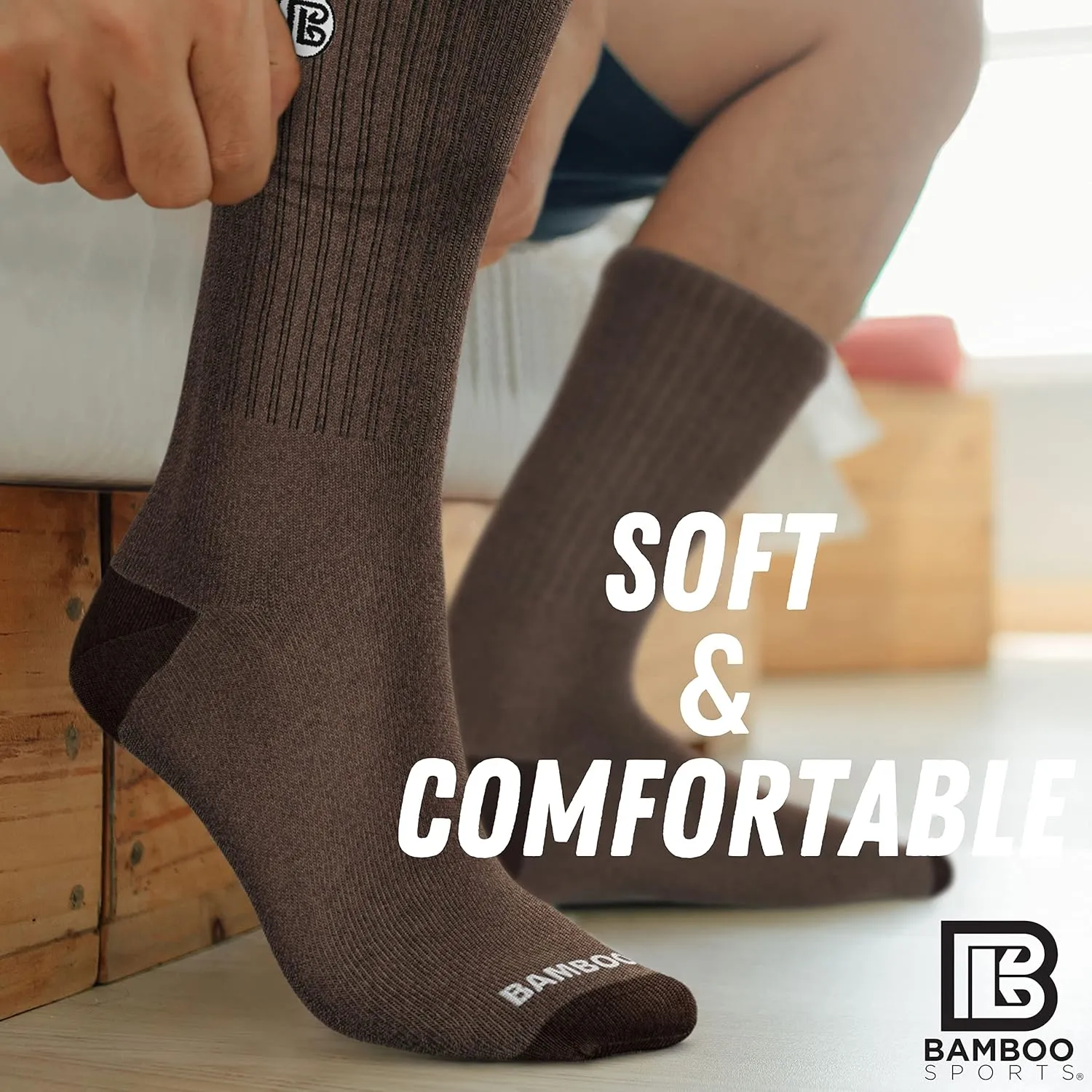 Bamboo Sports Premium Bamboo Crew Work Socks- Moisture Wicking, Odor Eliminating