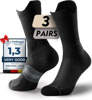 Bamboo Viscose Compression Running Crew Socks, Coolmax Moisture-Wicking Anti-Blister Hiking&Gym Athletic Socks