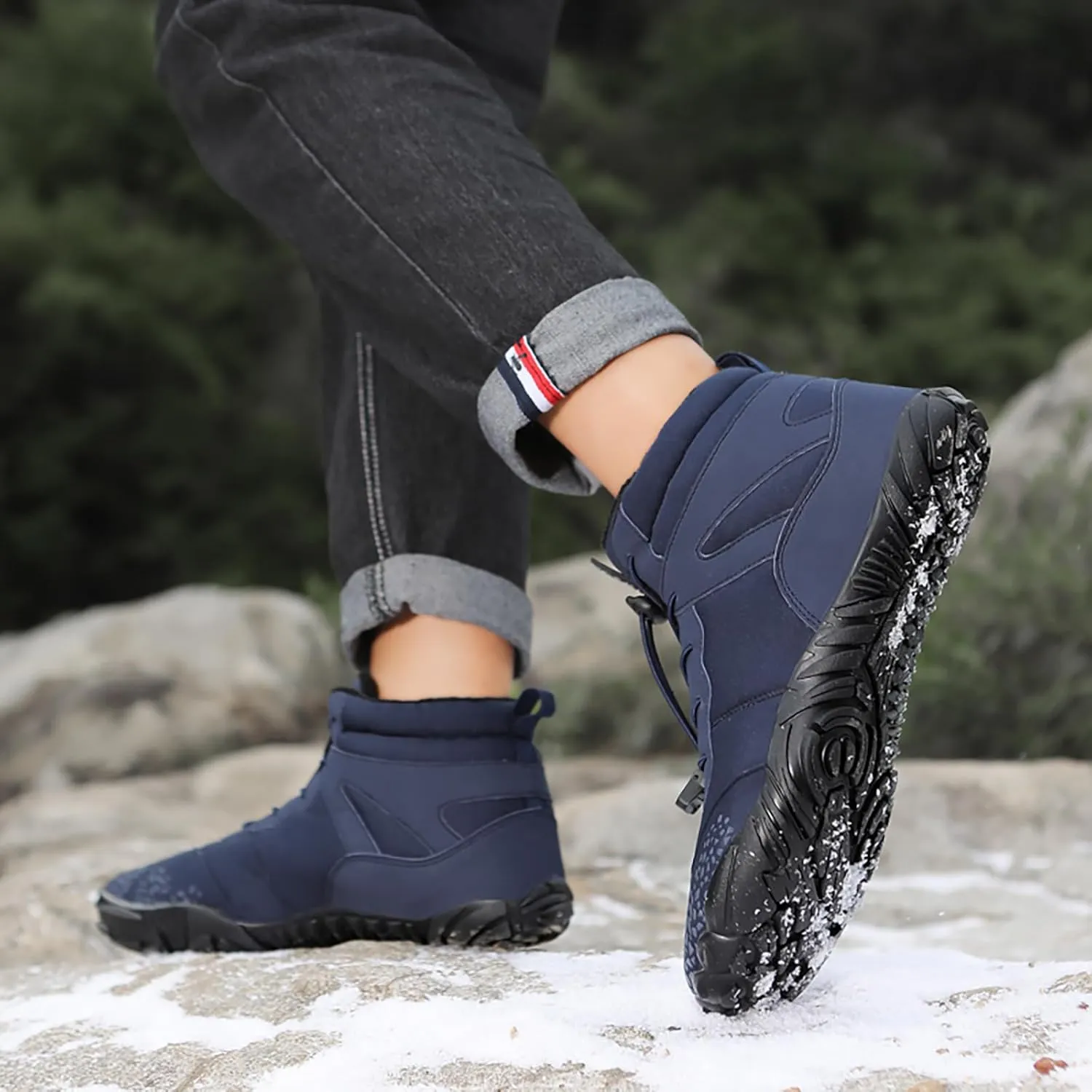 Barefoot Shoes Men Women Wide Toe Box Winter Minimalist Trail Runner Padded Warm Casual Hiking Cotton Boots Sneakers