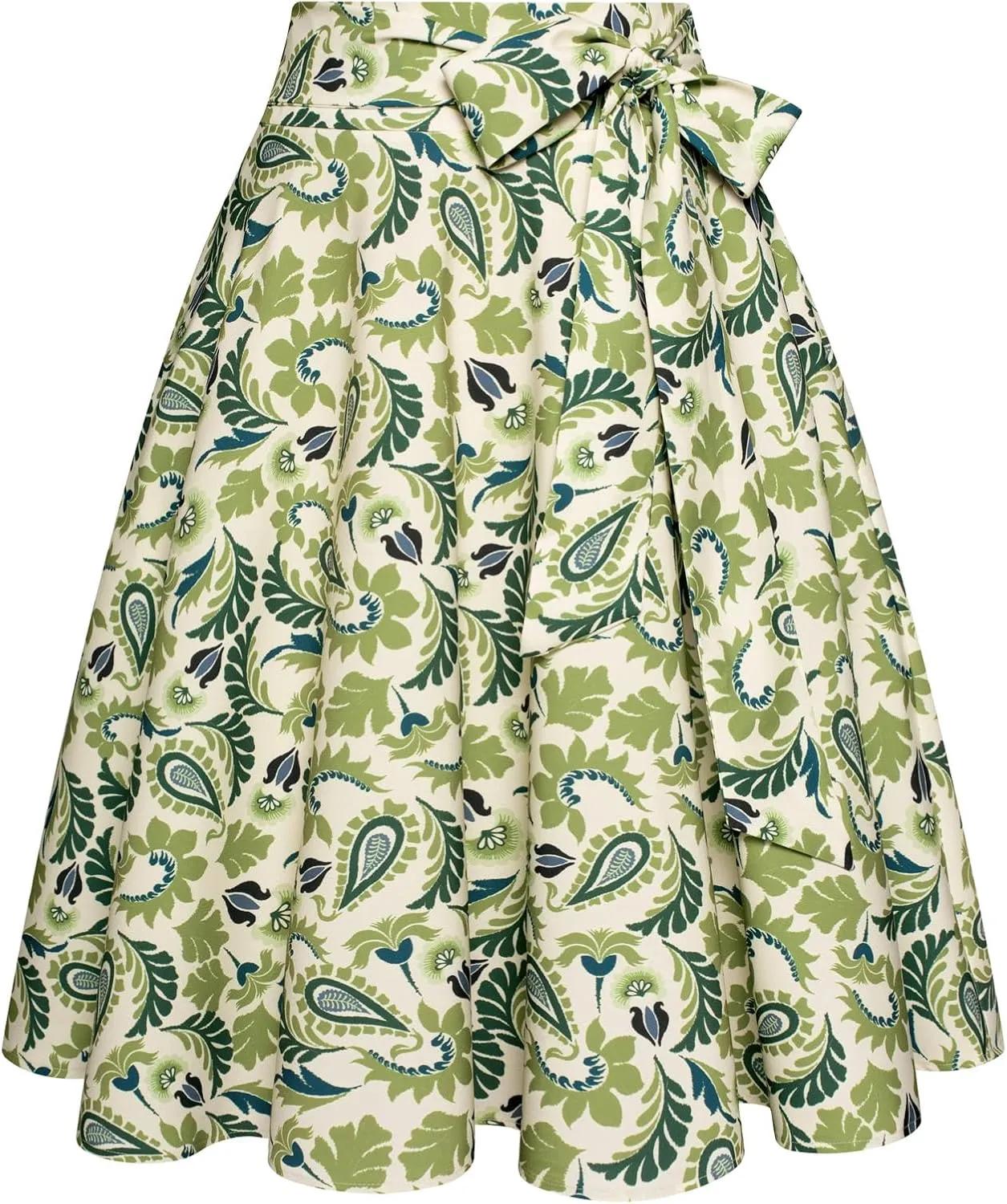 Belle Poque Women's High Waist A-Line Pockets Skirt Skater Flared Midi Skirt Vinage Skirt