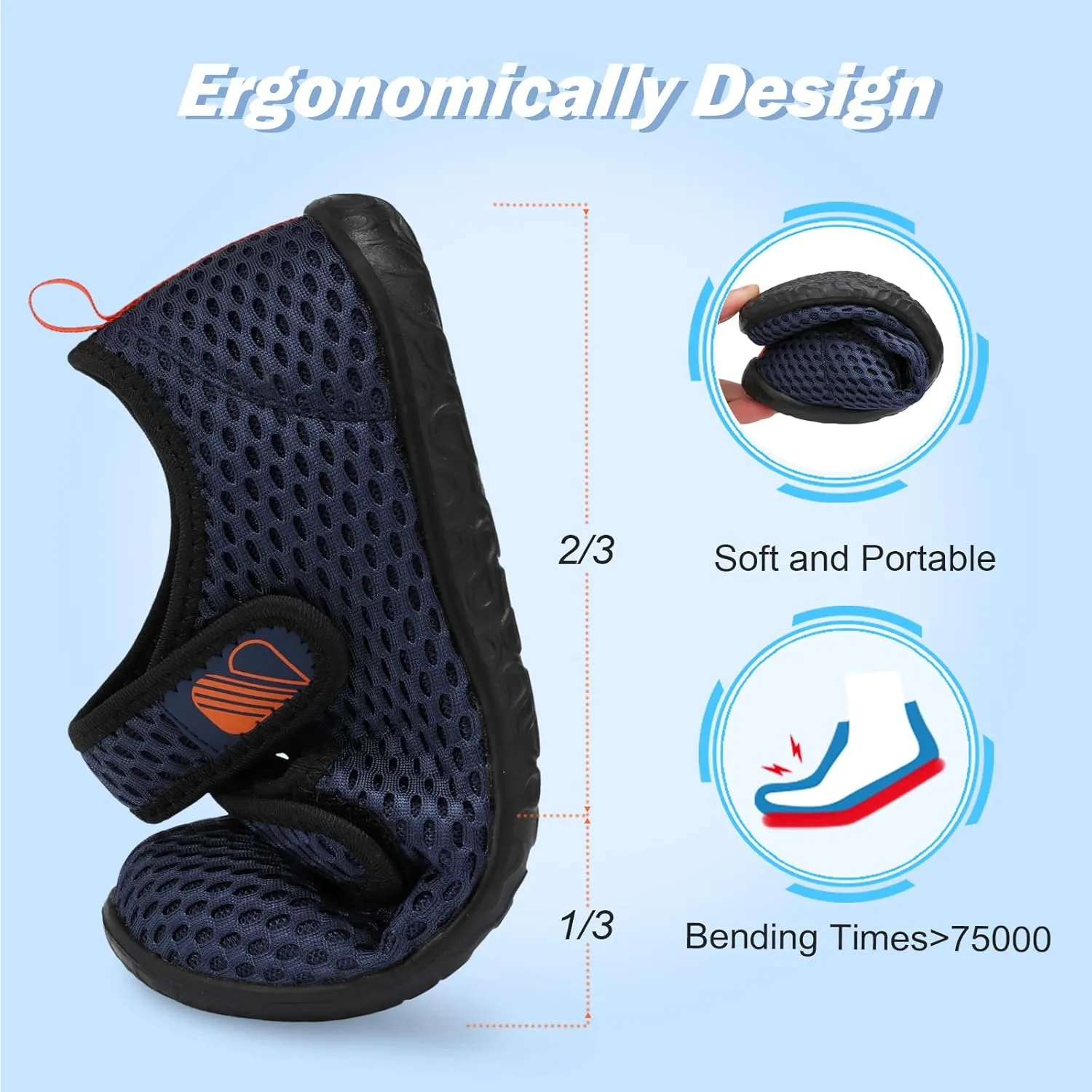 Besroad Womens Mens Lightweight Walking Shoes Adjustable Wide Diabetic Slippers Non-slip Sneakers Sandals