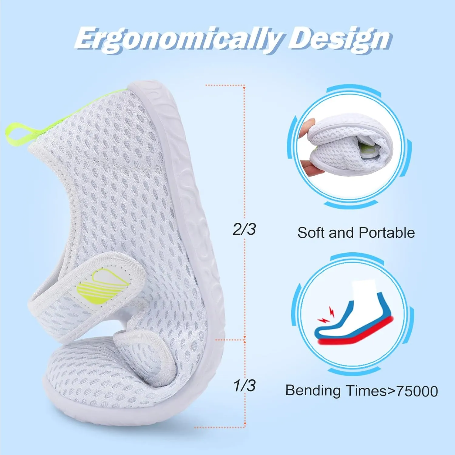 Besroad Womens Mens Lightweight Walking Shoes Adjustable Wide Diabetic Slippers Non-slip Sneakers Sandals