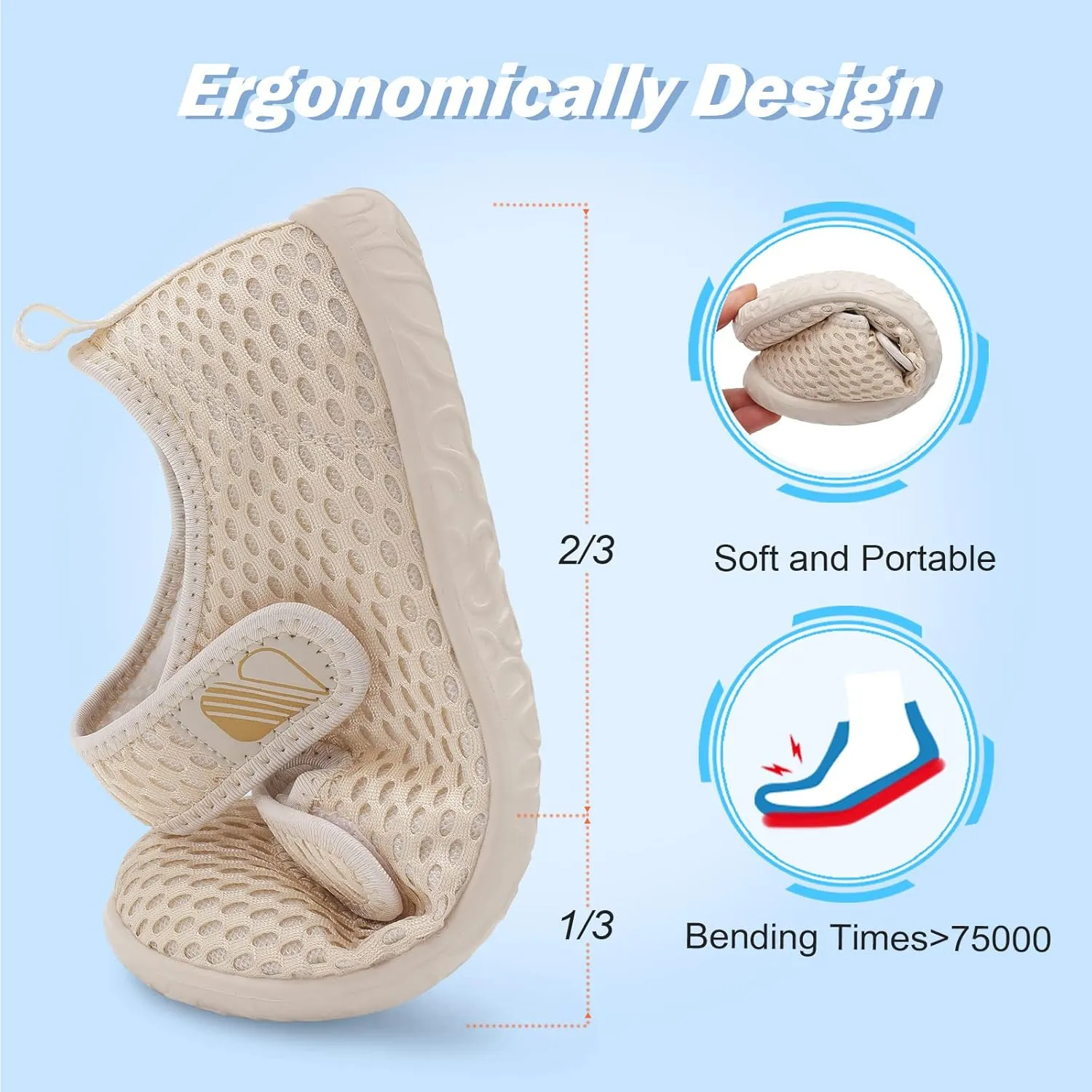 Besroad Womens Mens Lightweight Walking Shoes Adjustable Wide Diabetic Slippers Non-slip Sneakers Sandals