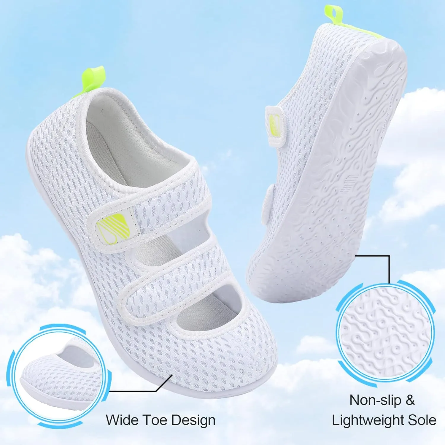 Besroad Womens Mens Lightweight Walking Shoes Adjustable Wide Diabetic Slippers Non-slip Sneakers Sandals