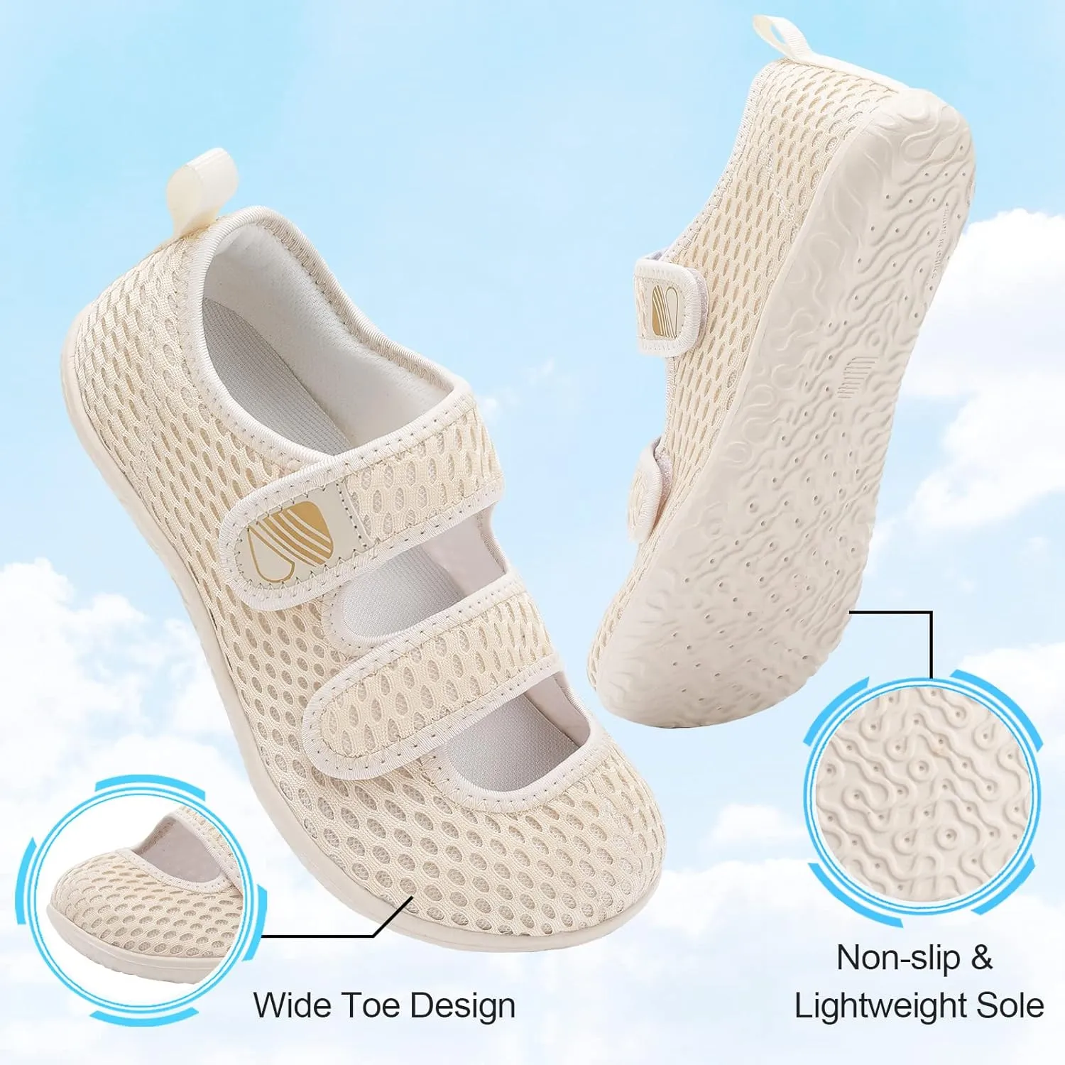 Besroad Womens Mens Lightweight Walking Shoes Adjustable Wide Diabetic Slippers Non-slip Sneakers Sandals