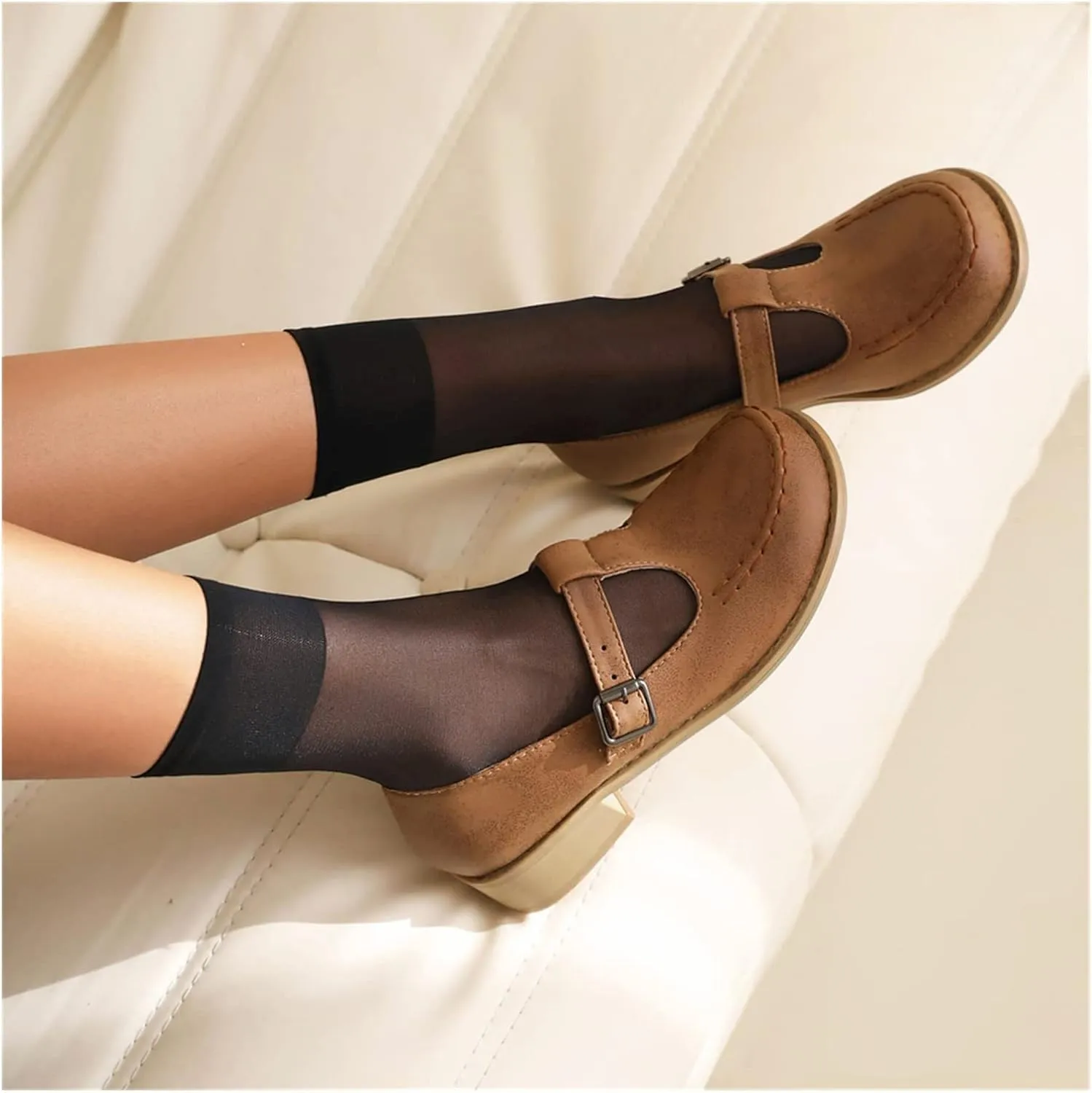 Big Size Summer Vintage Retro Buckle Square Heels Flats Women Casual Shoes Women Sandals