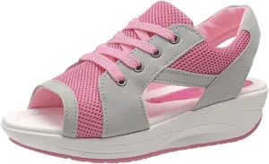 Black Open Toe Sandals for Women Mesh Comfy Orthopedic Sneakers Hollow Out Wide Width Sandal Running Sports Shoes