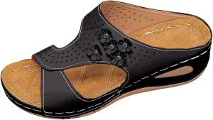 Black Wedge Sandals for Women Women's Orthopedic Arch Support Wedge Sandals, Casual Platform Slip On Open Toe Slides