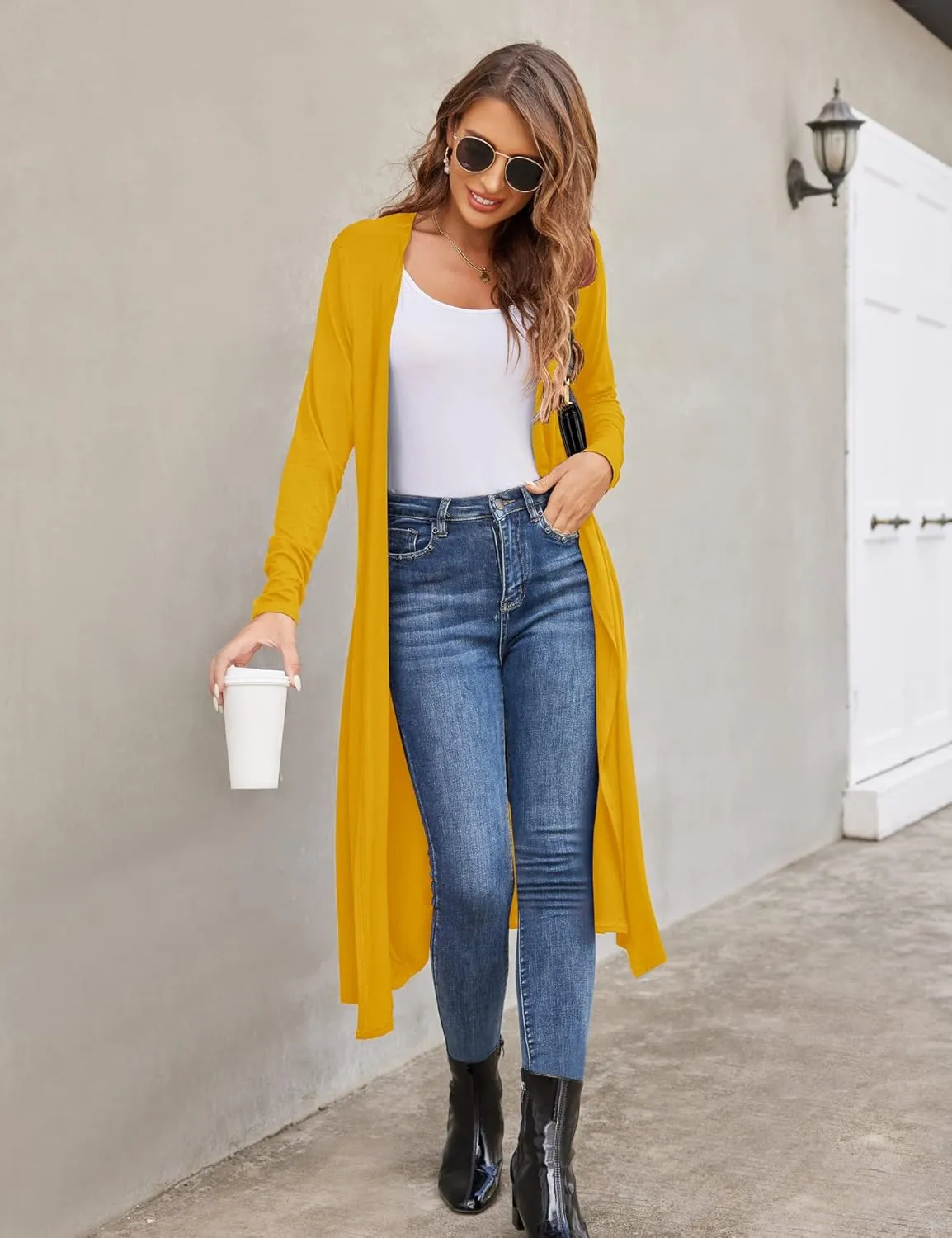 Bluetime Women Plus Size Long Open Front Drape Maxi Cardigan Lightweight Duster Long Sleeve Cardigan Fall (S-4XL)