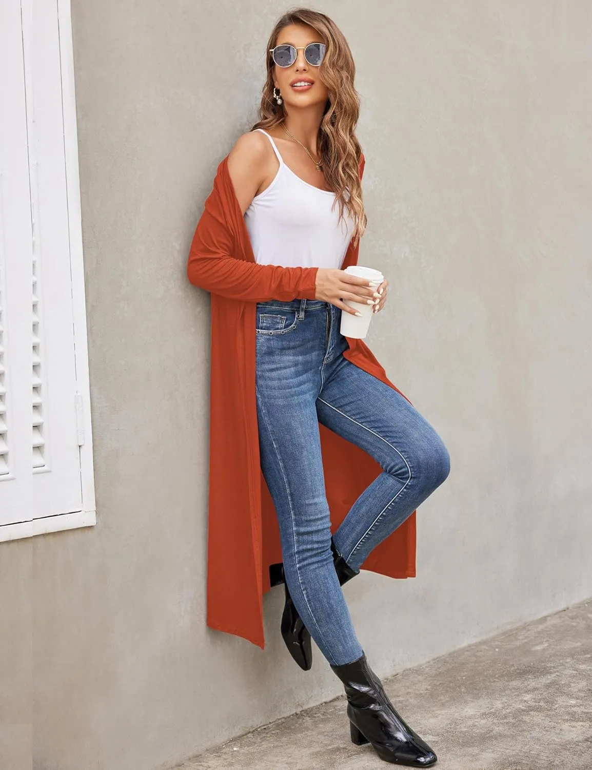 Bluetime Women Plus Size Long Open Front Drape Maxi Cardigan Lightweight Duster Long Sleeve Cardigan Fall (S-4XL)