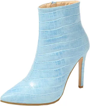 Boots for Women Ankle Booties 2022 Winter Fashion Casual Pointed Toe Plaid Side Zipper Stiletto High Heels Boots Solid Dressy Comfy Ladies Shoes