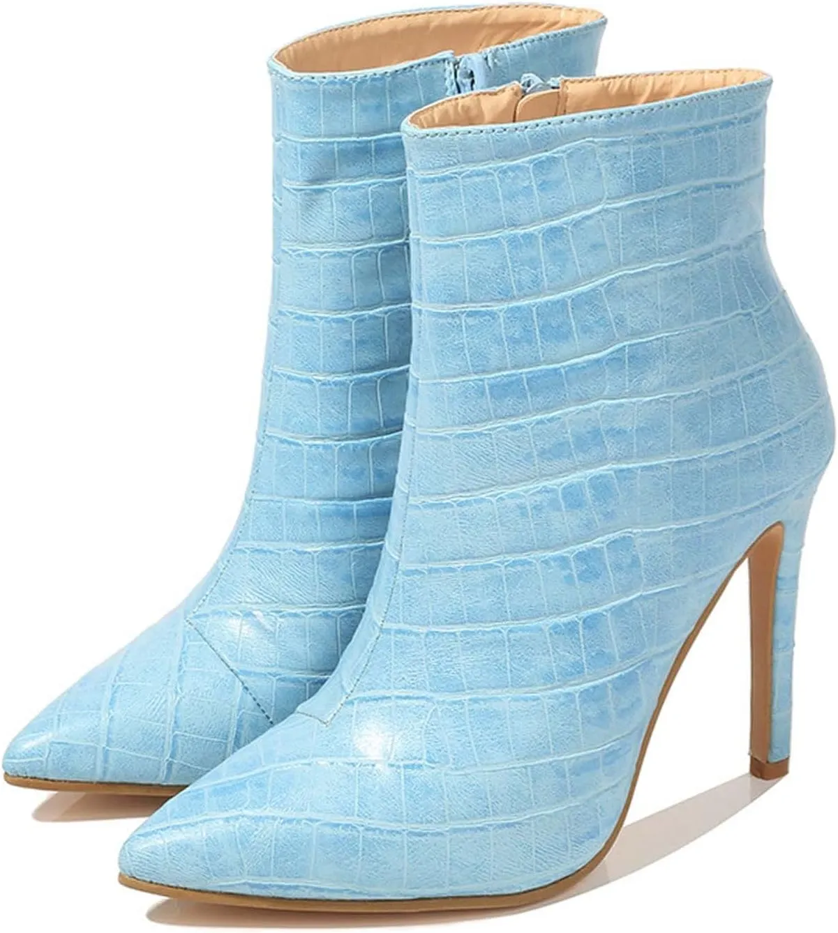Boots for Women Ankle Booties 2022 Winter Fashion Casual Pointed Toe Plaid Side Zipper Stiletto High Heels Boots Solid Dressy Comfy Ladies Shoes