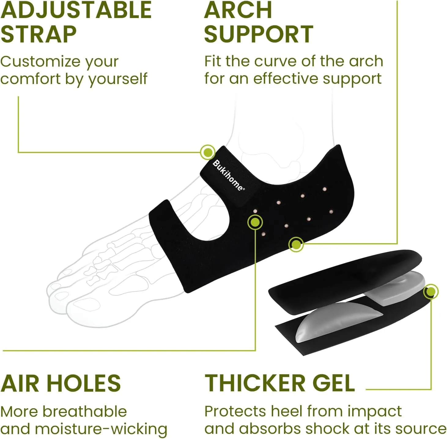 Bukihome Plantar Fasciitis Gel Heel Protectors Heel Cups for Women Men Heels Spur Pain Relief - Heel Inserts Pads for Achilles Tendinitis Dry Cracked Heel Support Cushion,Men 9-14|Women 10-15