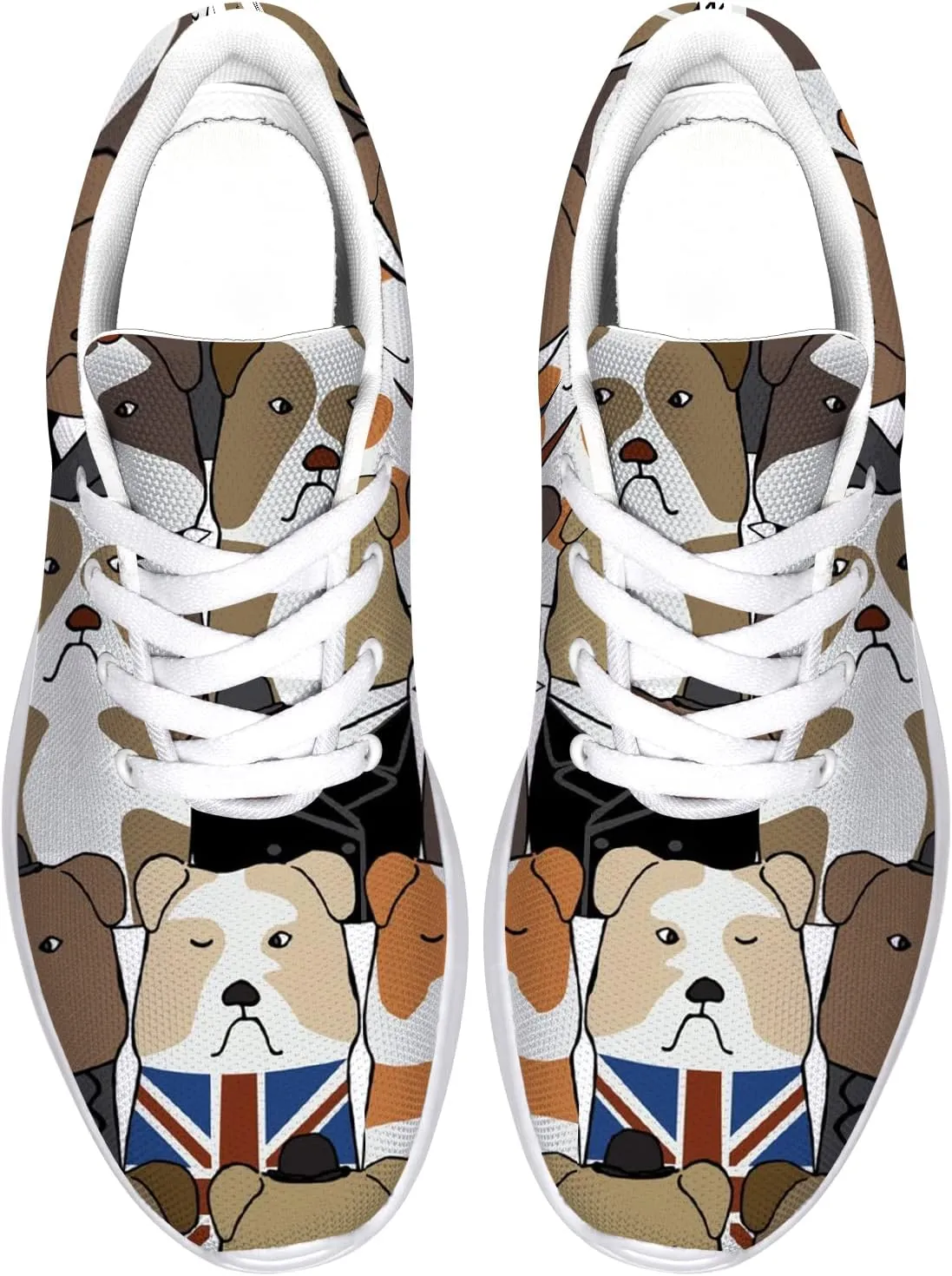 Bulldog Pattern Shoes Womens Mens Trail Running Shoes Tennis Walking Sneakers Lightweight Non-Slip Golf Shoes Gifts for Girls Boys
