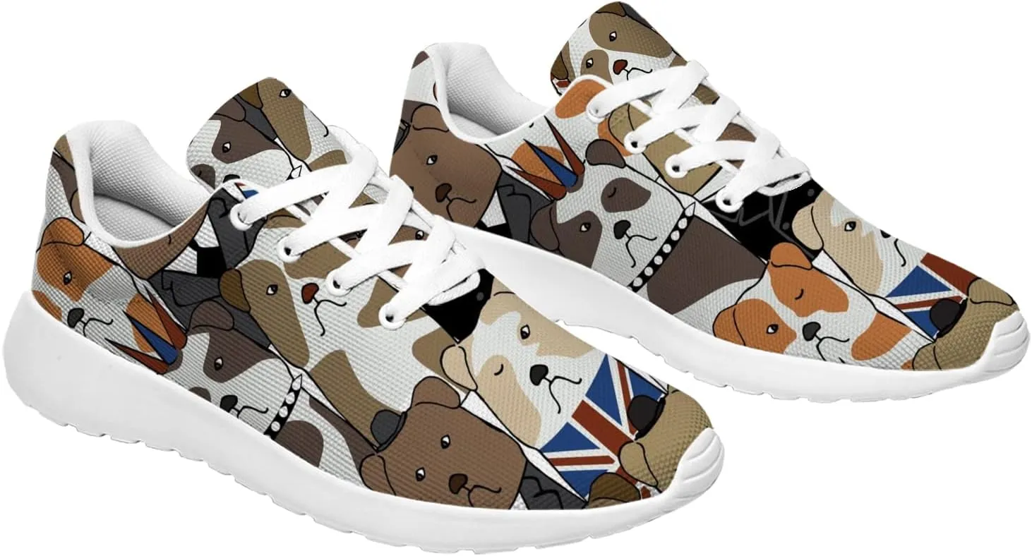 Bulldog Pattern Shoes Womens Mens Trail Running Shoes Tennis Walking Sneakers Lightweight Non-Slip Golf Shoes Gifts for Girls Boys