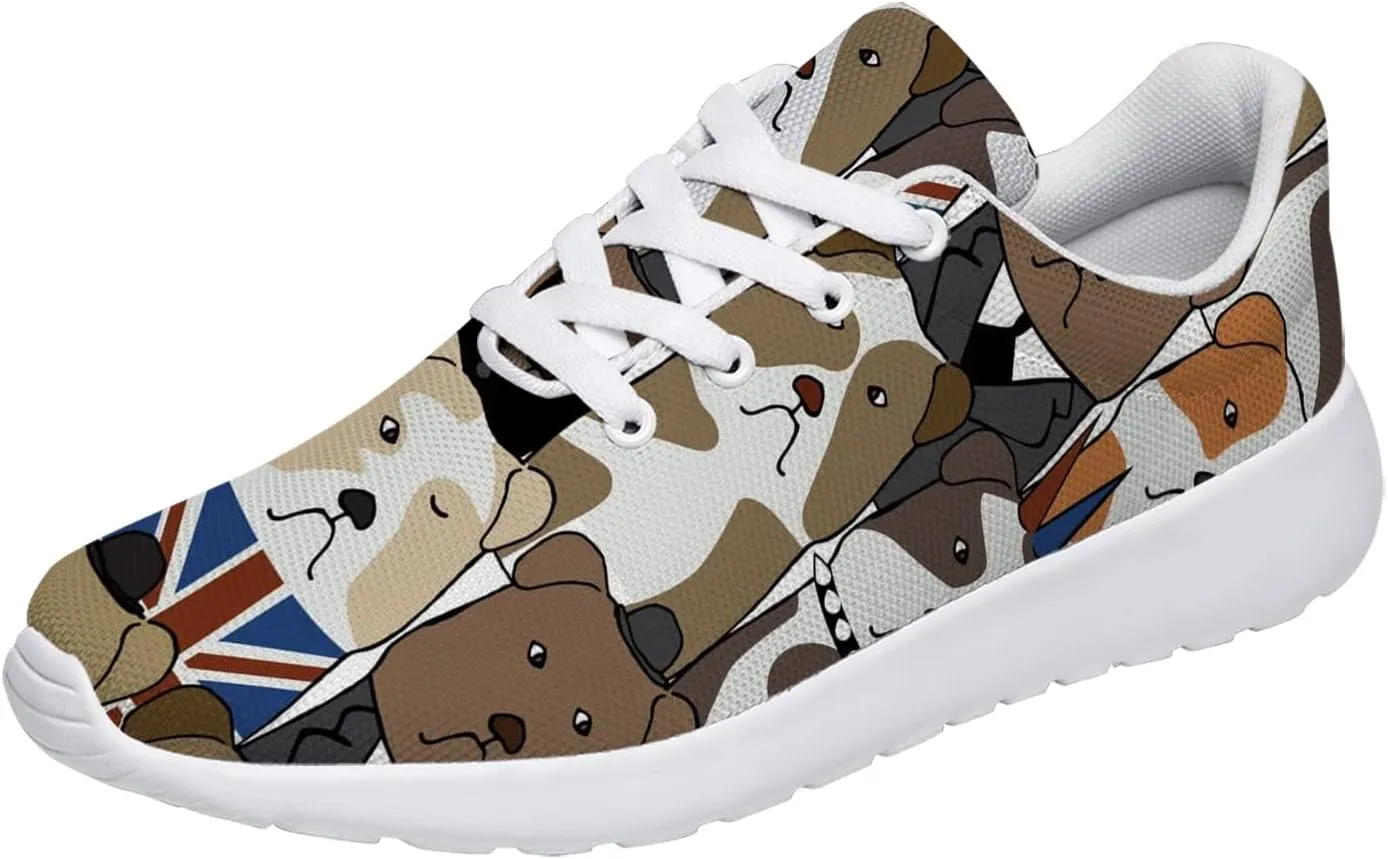 Bulldog Pattern Shoes Womens Mens Trail Running Shoes Tennis Walking Sneakers Lightweight Non-Slip Golf Shoes Gifts for Girls Boys