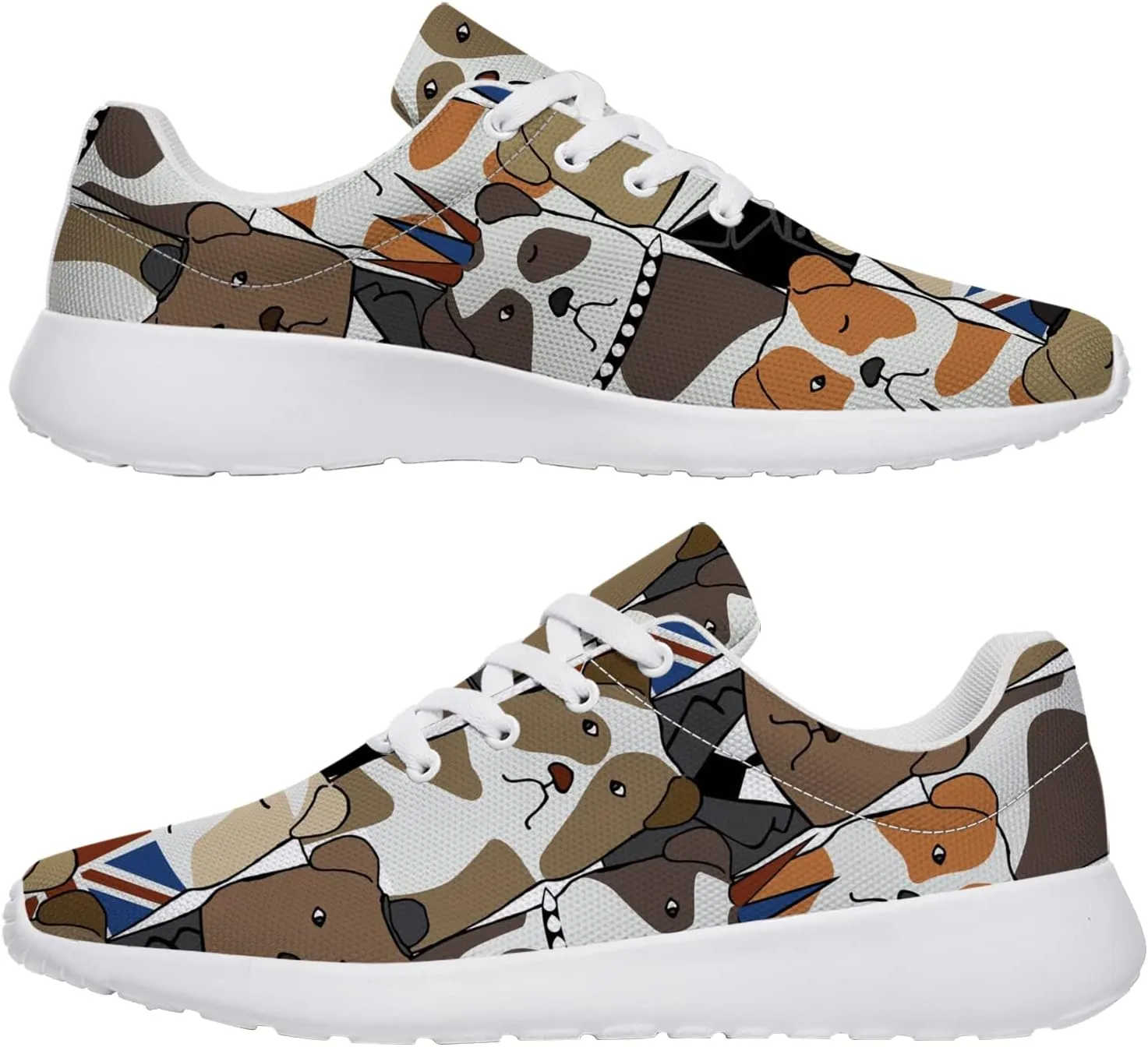 Bulldog Pattern Shoes Womens Mens Trail Running Shoes Tennis Walking Sneakers Lightweight Non-Slip Golf Shoes Gifts for Girls Boys