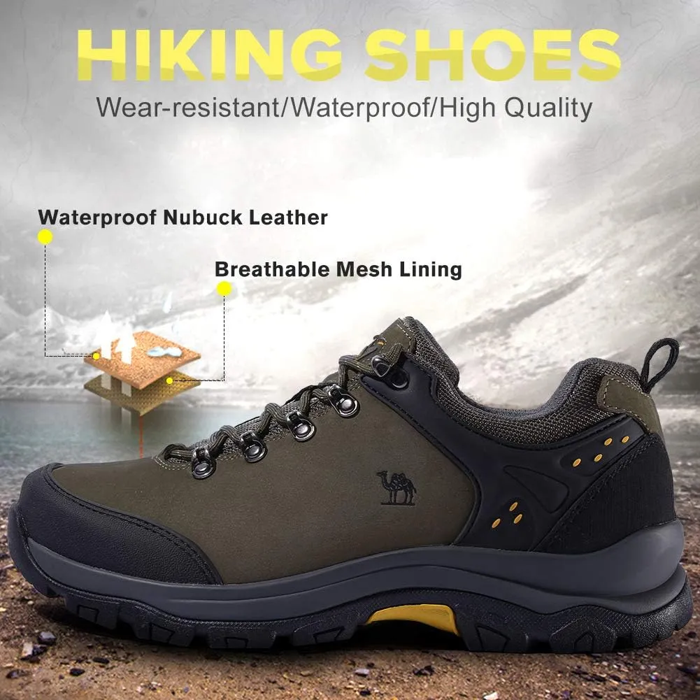 CAMEL CROWN Hiking Shoes Men Trekking Shoe Low Top Outdoor Walking Waterproof Leather Trail Sneakers